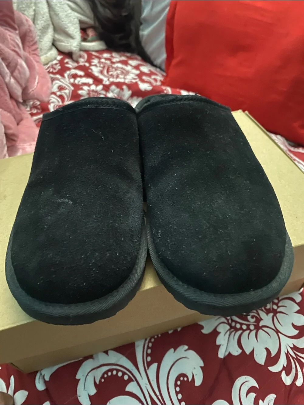 UGG  Black Suede Slip-On Loafers